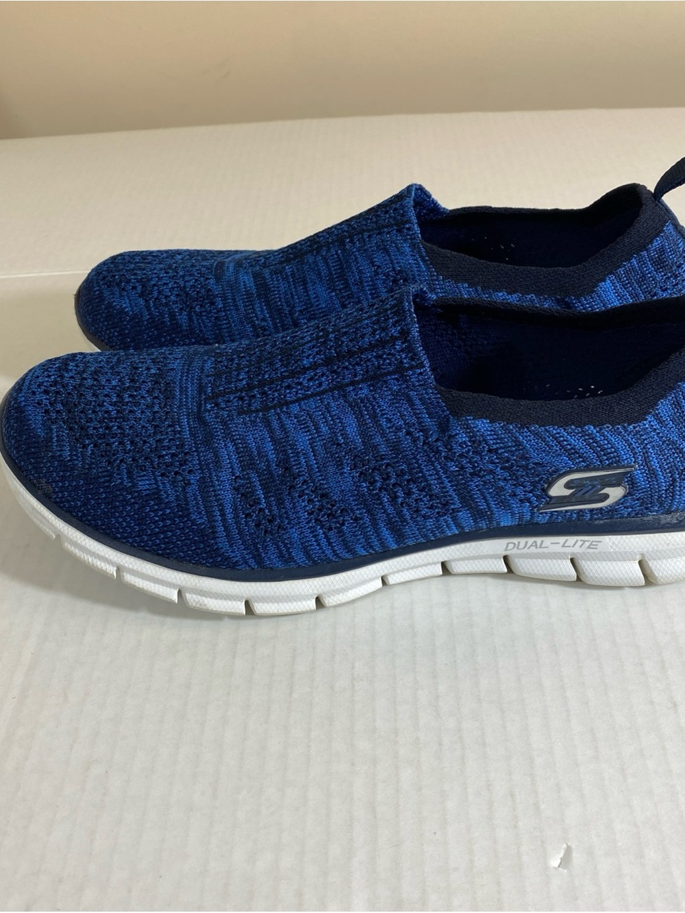 Skechers Women's Slip-On Knit Sneakers - Blue and Navy - Picture 6 of 10